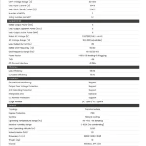 Maxpower Voltas 6kW On Grid Inverter datasheet